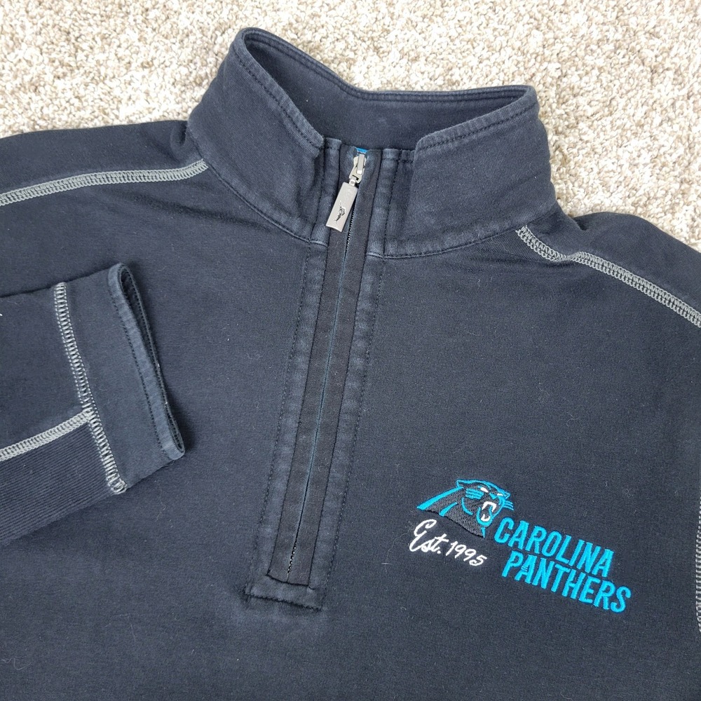 Tommy Bahama NFL Carolina Panthers Mens Medium Solid Black Stretch Quarter Zip